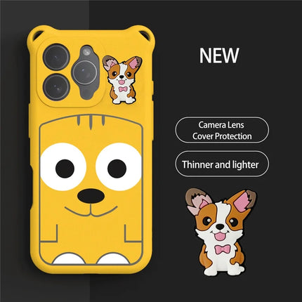 For iPhone 16 Pro Case Cartoon Dog EVA Anti Drop Phone Cover with Camera Lens Cover