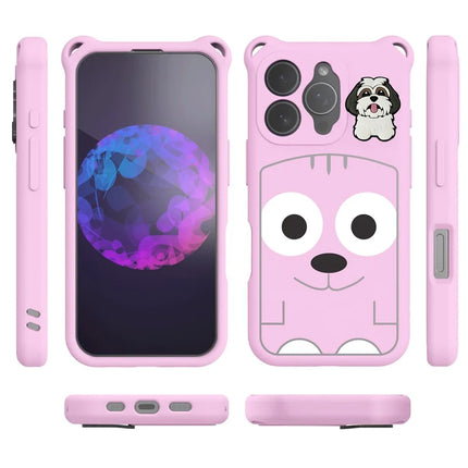 For iPhone 16 Pro Max Case Cartoon Dog EVA Anti Drop Phone Cover with Camera Lens Cover