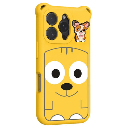 For iPhone 16 Pro Max Case Cartoon Dog EVA Anti Drop Phone Cover with Camera Lens Cover