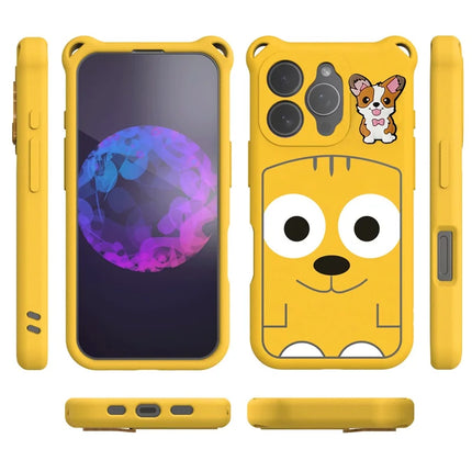 For iPhone 16 Pro Max Case Cartoon Dog EVA Anti Drop Phone Cover with Camera Lens Cover