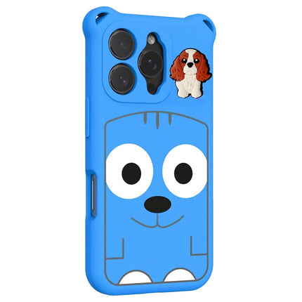 For iPhone 16 Pro Max Case Cartoon Dog EVA Anti Drop Phone Cover with Camera Lens Cover