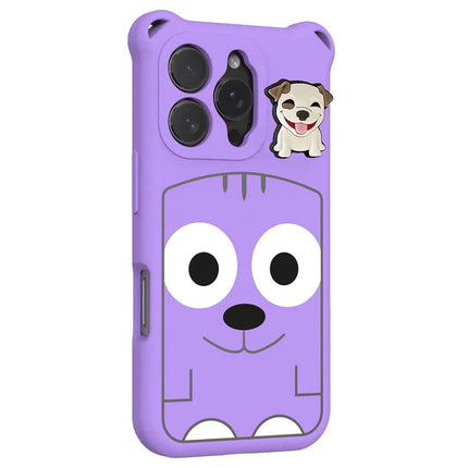 For iPhone 16 Pro Max Case Cartoon Dog EVA Anti Drop Phone Cover with Camera Lens Cover