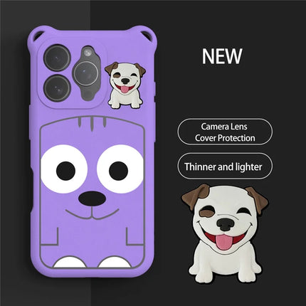 For iPhone 16 Pro Max Case Cartoon Dog EVA Anti Drop Phone Cover with Camera Lens Cover