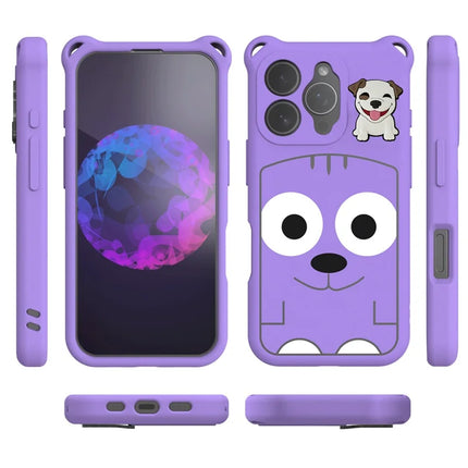 For iPhone 16 Pro Max Case Cartoon Dog EVA Anti Drop Phone Cover with Camera Lens Cover
