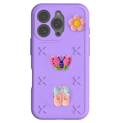 For iPhone 16 Pro Case Butterfly Floral Series 3D Pattern EVA Anti Drop Phone Cover