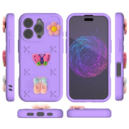 For iPhone 16 Pro Case Butterfly Floral Series 3D Pattern EVA Anti Drop Phone Cover