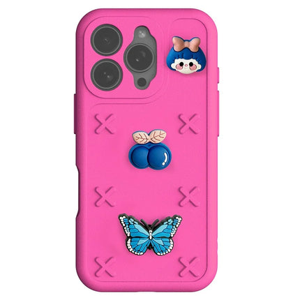 For iPhone 16 Pro Max Case Butterfly Floral Series 3D Pattern EVA Anti Drop Phone Cover