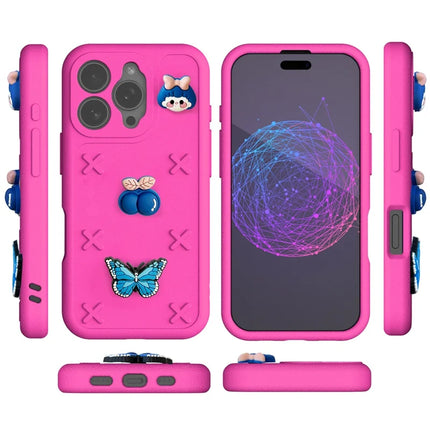 For iPhone 16 Pro Max Case Butterfly Floral Series 3D Pattern EVA Anti Drop Phone Cover