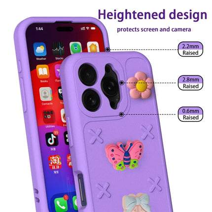 For iPhone 16 Pro Max Case Butterfly Floral Series 3D Pattern EVA Anti Drop Phone Cover