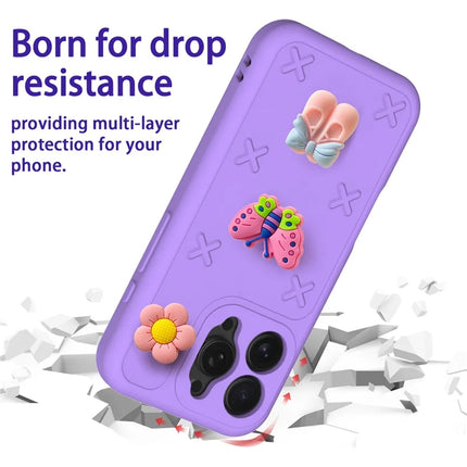 For iPhone 16 Pro Max Case Butterfly Floral Series 3D Pattern EVA Anti Drop Phone Cover