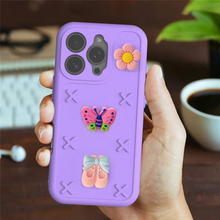 For iPhone 16 Pro Max Case Butterfly Floral Series 3D Pattern EVA Anti Drop Phone Cover