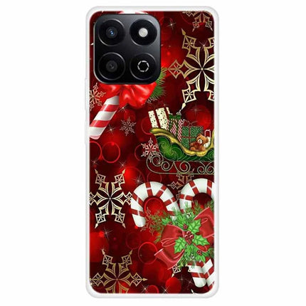 TPU Phone Case For Honor Play 60 Plus 5G / 200 Smart 5G / Play 9T / X7c 4G Festive Christmas Pattern Protective Cover - Candy
