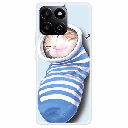 Phone Case For Honor Play 60 Plus 5G / 200 Smart 5G / Play 9T / X7c 4G TPU Pattern Printing Anti-Fall Cover - Socks and Cat