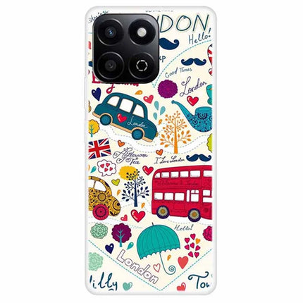 Phone Case For Honor Play 60 Plus 5G / 200 Smart 5G / Play 9T / X7c 4G TPU Pattern Printing Anti-Fall Cover - Red Bus