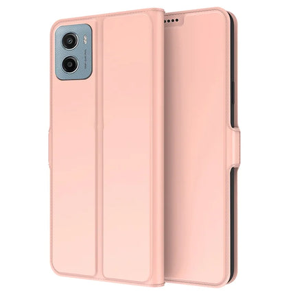 For Motorola Moto E15 4G / G05 4G Case Shockproof TPU Inner Shell Leather Phone Cover Card Slot - Rose Gold