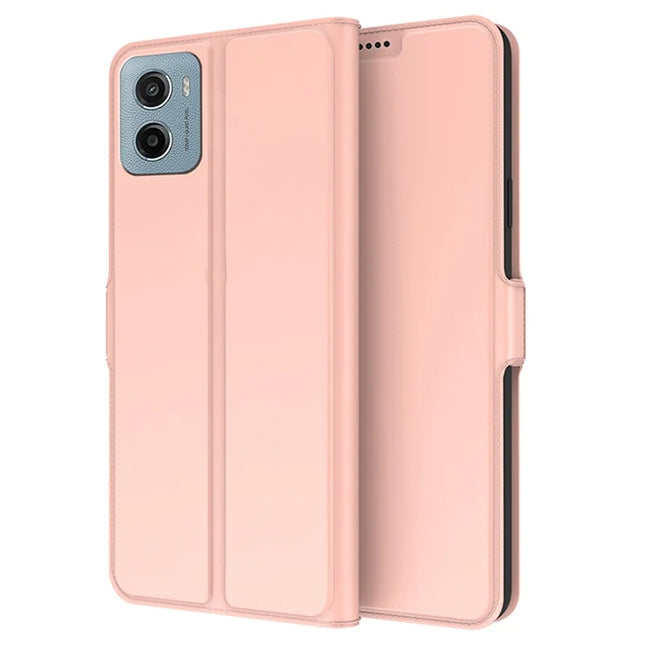 For Motorola Moto E15 4G / G05 4G Case Shockproof TPU Inner Shell Leather Phone Cover Card Slot - Rose Gold