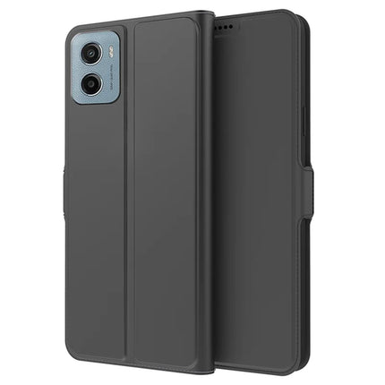 For Motorola Moto E15 4G / G05 4G Case Shockproof TPU Inner Shell Leather Phone Cover Card Slot - Black