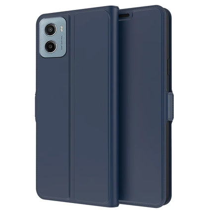 For Motorola Moto E15 4G / G05 4G Case Shockproof TPU Inner Shell Leather Phone Cover Card Slot - Blue