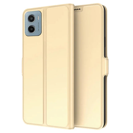 For Motorola Moto E15 4G / G05 4G Case Shockproof TPU Inner Shell Leather Phone Cover Card Slot - Gold