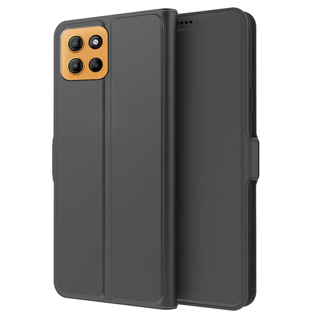 For Motorola Moto G15 4G Case Shockproof TPU Inner Shell Leather Phone Cover Card Slot - Black