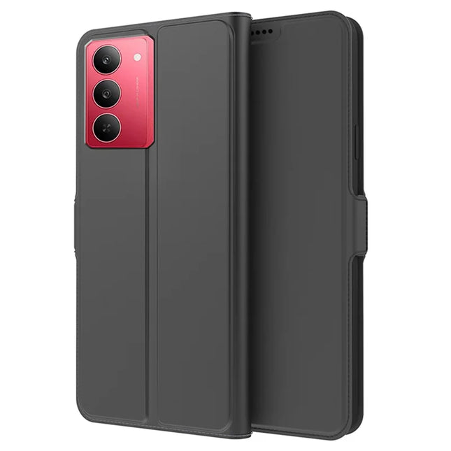 For Realme 14x 5G / V60 Pro Case Shockproof TPU Inner Shell Leather Phone Cover Card Slot - Black