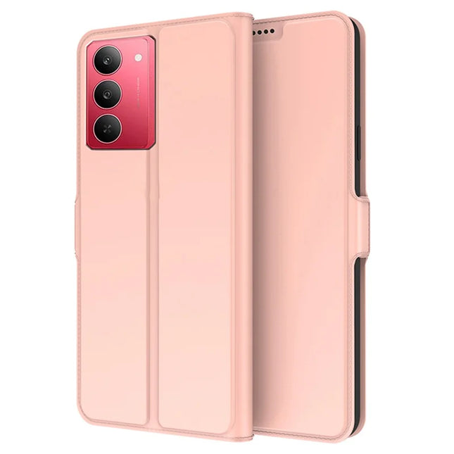For Realme 14x 5G / V60 Pro Case Shockproof TPU Inner Shell Leather Phone Cover Card Slot - Rose Gold