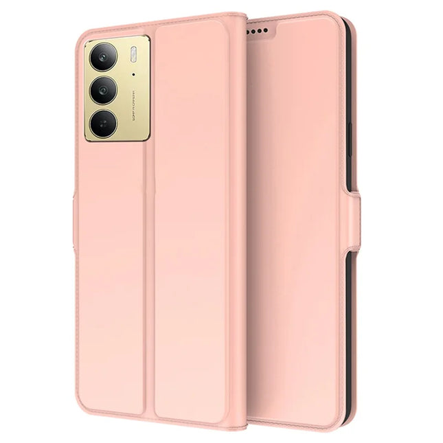 For Realme C75 Case Shockproof TPU Inner Shell Leather Phone Cover Card Slot - Rose Gold