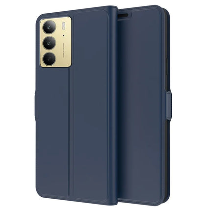 For Realme C75 Case Shockproof TPU Inner Shell Leather Phone Cover Card Slot - Blue