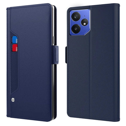For Realme Neo7 5G Case Stand PU Leather Phone Cover Card Holder Mirror - Blue