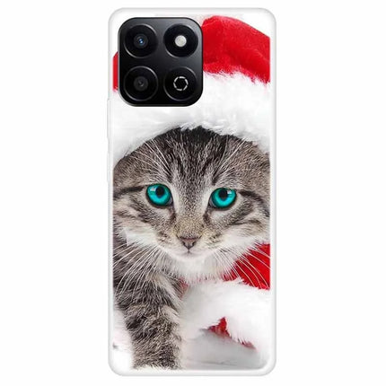 TPU Case For Honor Play 60 Plus 5G  /  200 Smart 5G  /  Play 9T  /  X7c 4G Pattern Printed Shockproof Phone Cover - Red Hat Cat