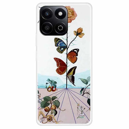 TPU Case For Honor Play 60 Plus 5G  /  200 Smart 5G  /  Play 9T  /  X7c 4G Pattern Printed Shockproof Phone Cover - Butterfly Flower