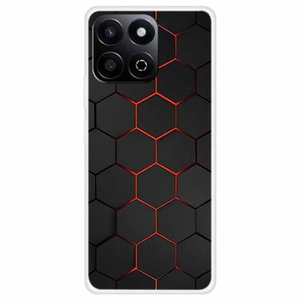 TPU Case For Honor Play 60 Plus 5G  /  200 Smart 5G  /  Play 9T  /  X7c 4G Pattern Printed Shockproof Phone Cover - Red Honeycomb