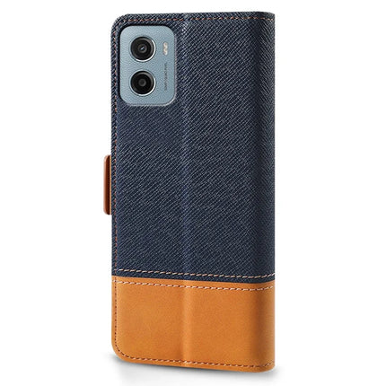 For Motorola Moto E15 4G / G05 4G Case Color Splicing PU Leather Wallet Phone Cover