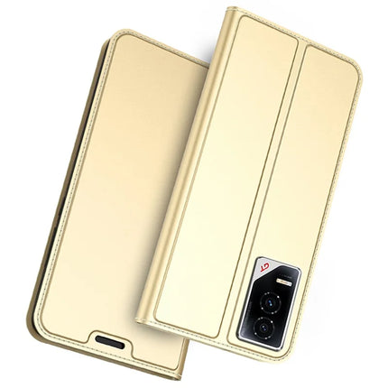 For Honor GT Case PU Leather Phone Cover with Card Holder Stand Magnetic Closure - Gold