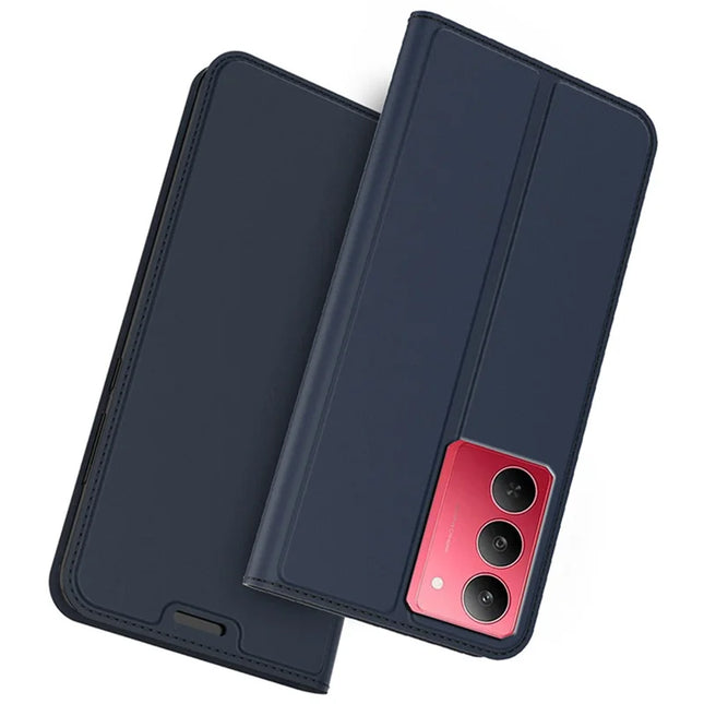For Realme 14x 5G / V60 Pro Case PU Leather Phone Cover with Card Holder Stand Magnetic Closure - Blue