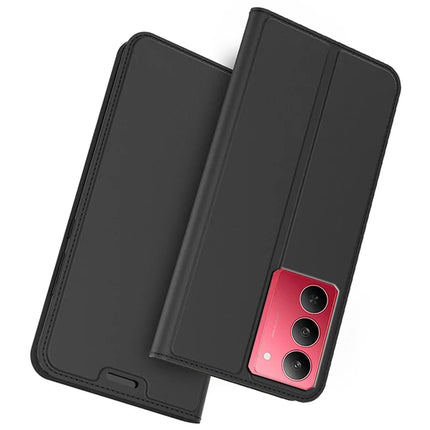 For Realme 14x 5G / V60 Pro Case PU Leather Phone Cover with Card Holder Stand Magnetic Closure - Black