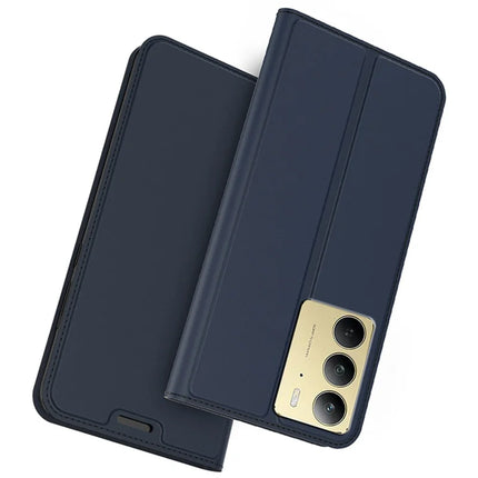 For Realme C75 Case PU Leather Phone Cover with Card Holder Stand Magnetic Closure - Blue