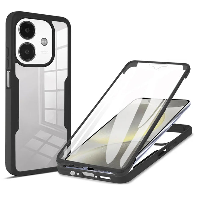 Clear Phone Case For Oppo A3x 5G  /  4G  /  A3 5G  /  4G  /  A40 4G  /  A40M 4G Acrylic + TPU Cover with PET Screen Film - Black