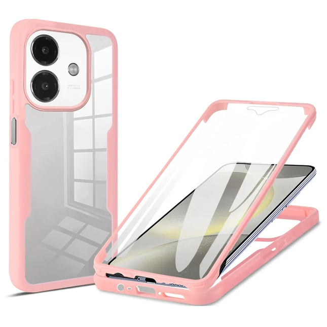 Clear Phone Case For Oppo A3x 5G  /  4G  /  A3 5G  /  4G  /  A40 4G  /  A40M 4G Acrylic + TPU Cover with PET Screen Film - Pink
