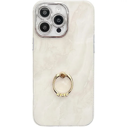For iPhone 16 Pro Max Case with Kickstand IMD Marble Pattern Electroplated Phone Cover - S8