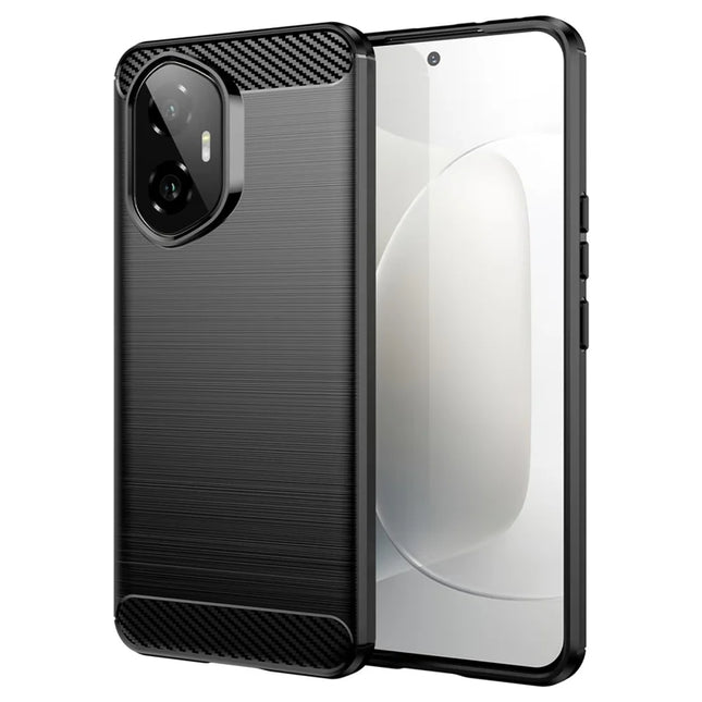 For Honor 300 Case Carbon Fiber Texture Brushed Phone Back Cover - Black