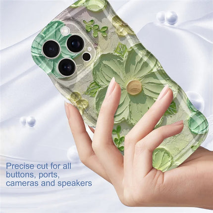 For iPhone 16 Pro Case Curly Wave Frame Floral IMD TPU Phone Cover