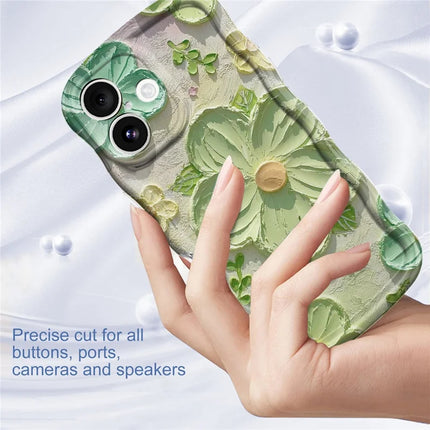 For iPhone 16 Case Curly Wave Frame Floral IMD TPU Phone Cover