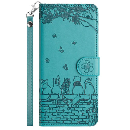 For Samsung Galaxy A56 5G  /  A36 5G Case with Wrist Strap Leather Phone Cover Wall Cats Pattern