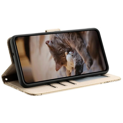For Samsung Galaxy A56 5G  /  A36 5G Case with Wrist Strap Leather Phone Cover Wall Cats Pattern