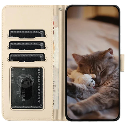 For Samsung Galaxy A56 5G  /  A36 5G Case with Wrist Strap Leather Phone Cover Wall Cats Pattern