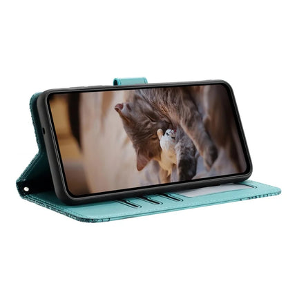 For Samsung Galaxy A26 5G Case with Wrist Strap Leather Phone Cover Wall Cats Pattern