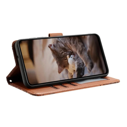 For Samsung Galaxy A26 5G Case with Wrist Strap Leather Phone Cover Wall Cats Pattern