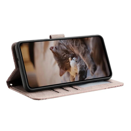 For Samsung Galaxy A26 5G Case with Wrist Strap Leather Phone Cover Wall Cats Pattern