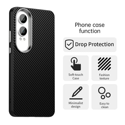 For OnePlus Nord CE4 Lite 5G / Oppo K12x 5G (China) Case Hybrid Phone Back Cover Carbon Fiber Texture
